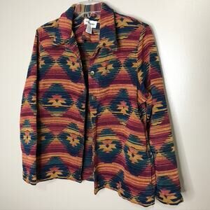 Women's Southwestern Tribal Bohemian Alfred Dunner Textured Jacket Size 12